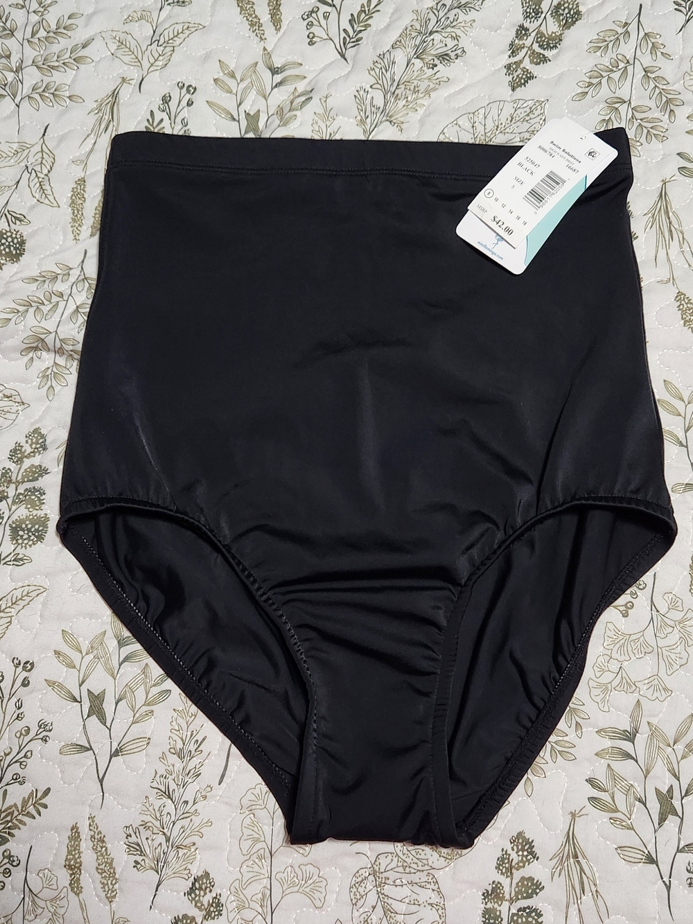 NWT Swim Solutions High-Waist Black Women's Swim Bottoms size 8